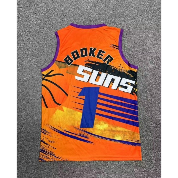 1 Booker Suns Hip hop basketball Trikot orange