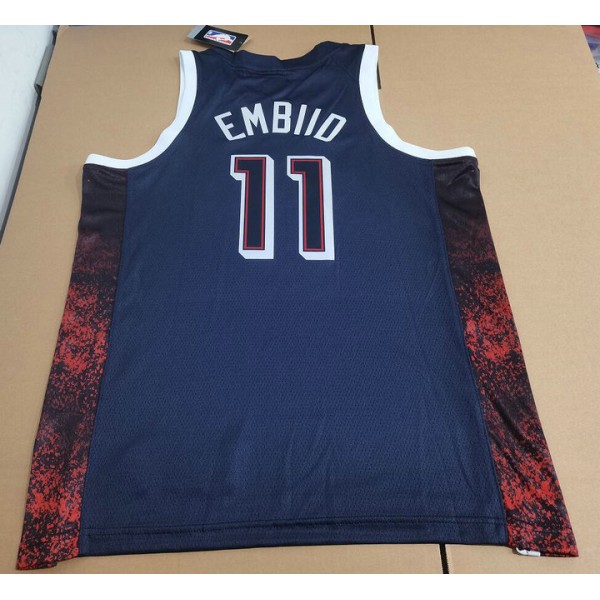 11 Embiid 2024 USA Team Trikot Marineblau stripe