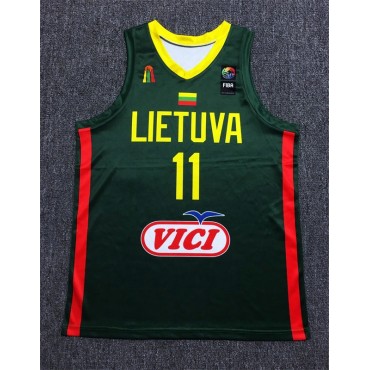 11 Sabonis 2019 FIBA Basketball World Cup Lithuania Team Grün Trikot