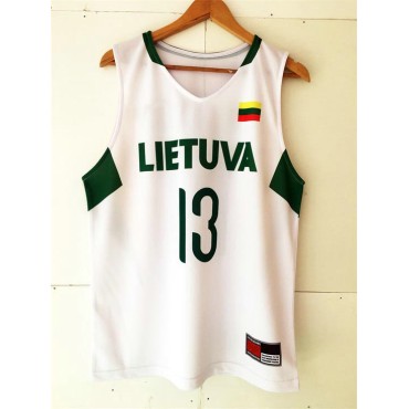 13 Sarunas Jasikevicius 2008 Olympics Lietuva Basketball Trikot Weiß