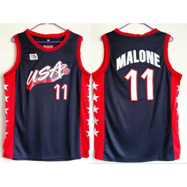 1996 Malone 11 Atlanta Olympique Trikot Blau