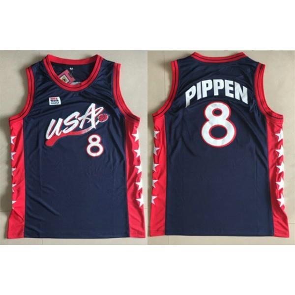 1996 Pippen 8 Atlanta Olympique Trikot Blau