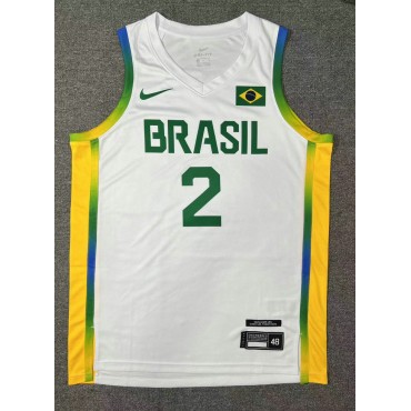 2 Yago 2024 Olympics Brasilien Team Basketball Trikot Weiß