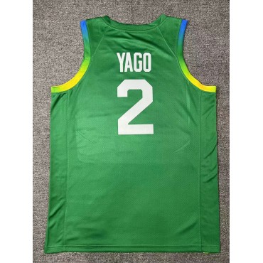 2 Yago 2024 Olympics Brasilien Team Basketball Trikot Grün