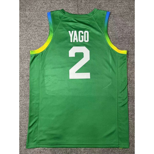 2 Yago 2024 Olympics Brasilien Team Basketball Trikot Grün