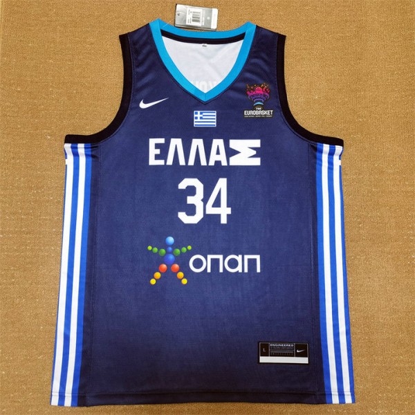 2022 Antetokounmpo G. 34 Team Griechenland Basketball Trikot Blau