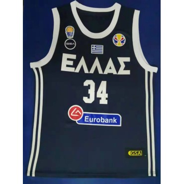 34 Antetokounmpog 2019 Griechenland Fiba Trikot Marineblau