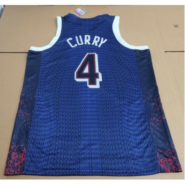 4 Curry 2024 USA Team Trikot Marineblau stripe