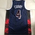 4 Curry USA 2024 Olympics Stickerei Trikot Blau