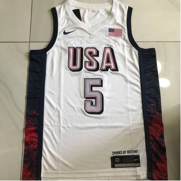 5 Edwards USA 2024 Olympics Stickerei Trikot Weiß