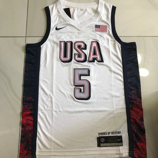 5 Edwards USA 2024 Olympics Stickerei Trikot Weiß