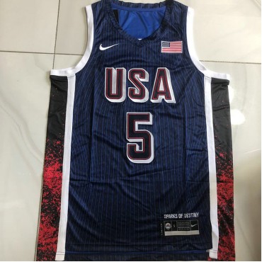 5 Edwards USA 2024 Olympics Stickerei Trikot Blau