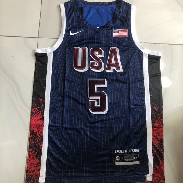 5 Edwards USA 2024 Olympics Stickerei Trikot Blau