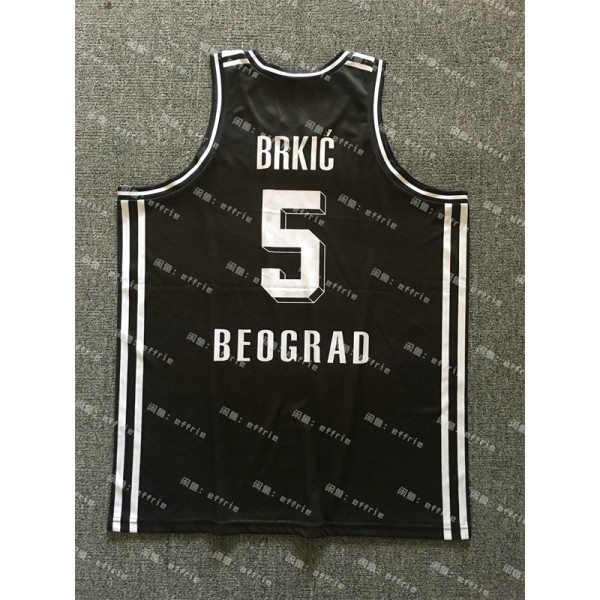 5 Haris Brkic Partizan Belgrade Schwarz Retro Basketball Trikot