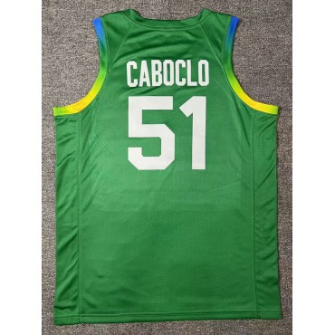 51 Caboclo 2024 Olympics Brasilien Team Basketball Trikot Grün