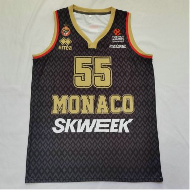 55 Mike James Monaco Schwarz Basketball Trikot