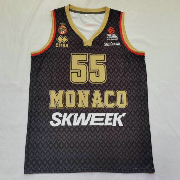 55 Mike James Monaco Schwarz Basketball Trikot