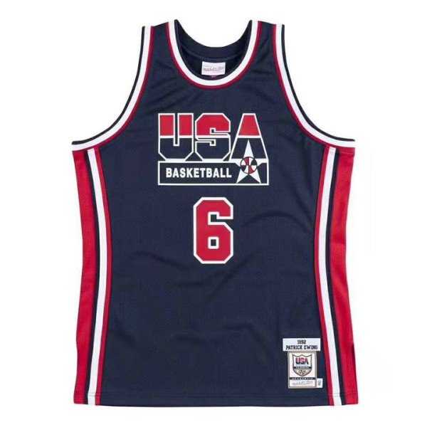 6 Ewing 1992 USA Trikot Marineblau