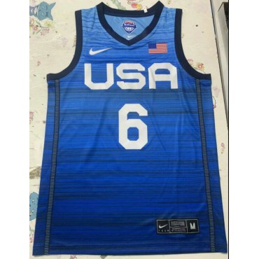 6 Lillard 2020 Olympique USA Team Trikot Blau