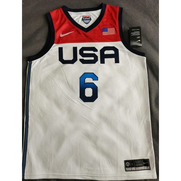 6 Lillard 2020 Olympique USA Team Trikot Weiß