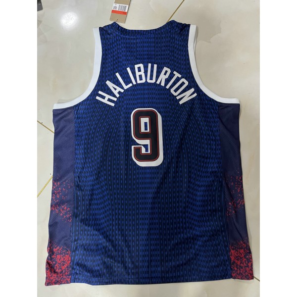 9 Haliburton 2024 USA Team Trikot Marineblau stripe