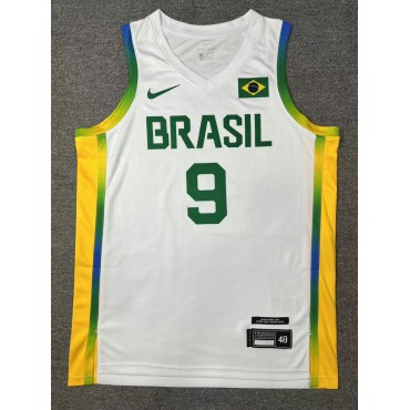 9 Huertas 2024 Olympics Brasilien Team Basketball Trikot Weiß