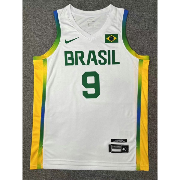 9 Huertas 2024 Olympics Brasilien Team Basketball Trikot Weiß