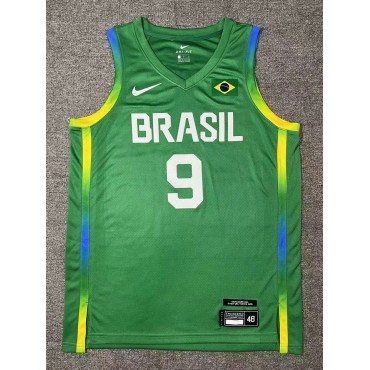 9 Huertas 2024 Olympics Brasilien Team Basketball Trikot Grün