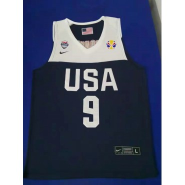 9 Jordan 2019 fiba Trikot Blau Bestickt