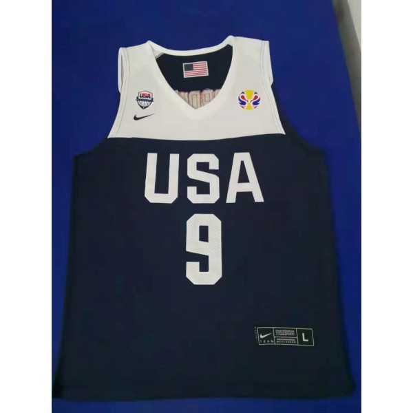 9 Jordan 2019 fiba Trikot Blau Bestickt