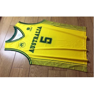 Australien Boomers 5 Patty Mills 2024 Basketball Trikot Gelb