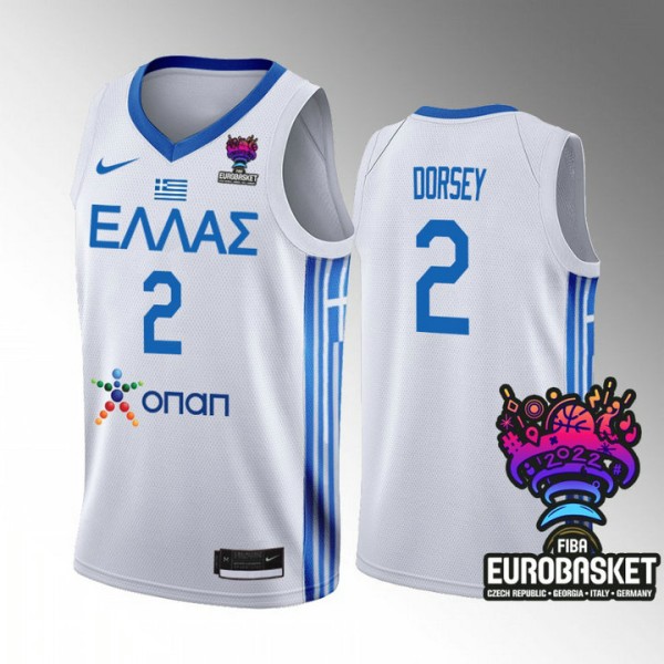 Griechenland Tyler Dorsey Weiß 2022 Fiba Eurobasket Trikot