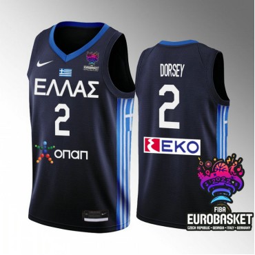 Griechenland Tyler Dorsey Marineblau 2022 Fiba Eurobasket Trikot