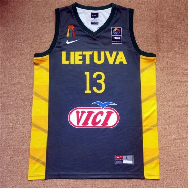 Jasikevicius 13 Team Lietuva 2024 Basketball Trikot Blau