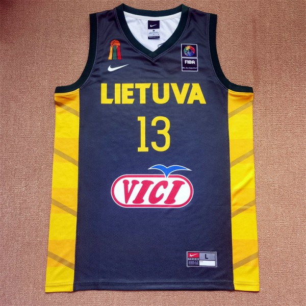 Jasikevicius 13 Team Lietuva 2024 Basketball Trikot Blau