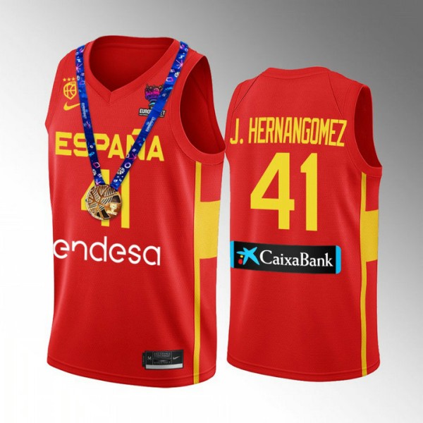 Juancho Hernangomez 41 Spanien Champs FIBA EuroBasket 2022 Rot Trikot Gold Medal