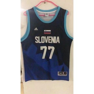 Luka Doncic 77 Trikot Schwarz Blau Slovenia National Basketball Team