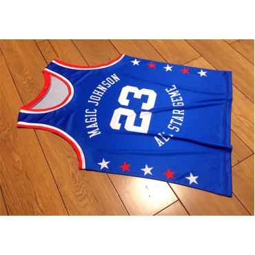 Magic Johnson 32 All Star Game Blau Basketball Trikot 1986 Midsummer Night's Magic Charity Event