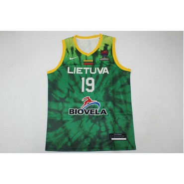 Men Lithuania FIBA Eurobasket 2022 Mindaugas Kuzminskas Grün Trikot