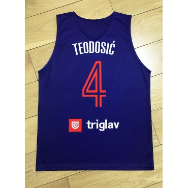 Milos Teodosic 4 Serbien Srbija National Basketball Trikot Blau