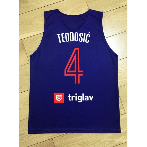 Milos Teodosic 4 Serbien Srbija National Basketball Trikot Blau