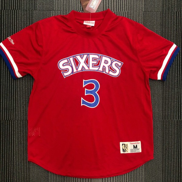 Mitchell Ness Allen Iverson 3 Rot Philadelphia 76ers HWC Mesh T-Shirt Trikot