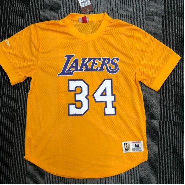 Mitchell Ness Shaq O'Neal 34 Los Angeles Lakers HWC T-Shirt Gelb