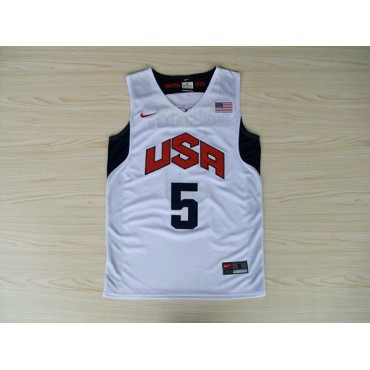 Nike 2012 Olympics Team USA 5 Kevin Durant Basketball Trikot Weiß