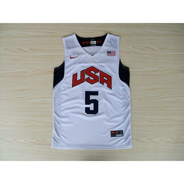 Nike 2012 Olympics Team USA 5 Kevin Durant Basketball Trikot Weiß