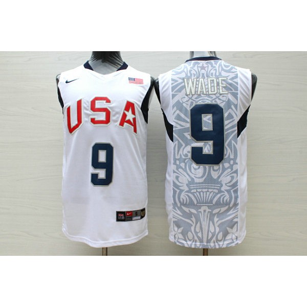 Nike Dwyane Wade 9 Team USA Basketball 2008 Olympics Trikot Weiß