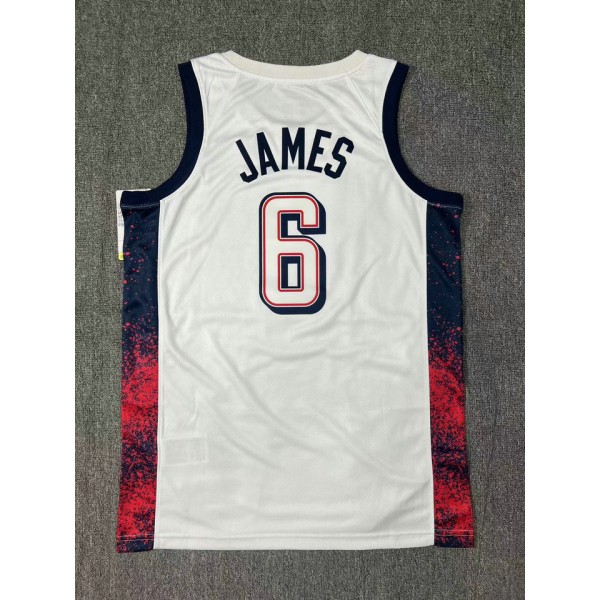 Nike Lebron James 6 Weiß Herren USA Basketball 2024 Swingman Player Trikot