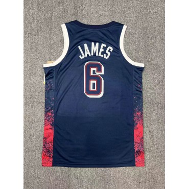 Nike Lebron James 6 Marineblau Herren USA Basketball 2024 Swingman Player Trikot