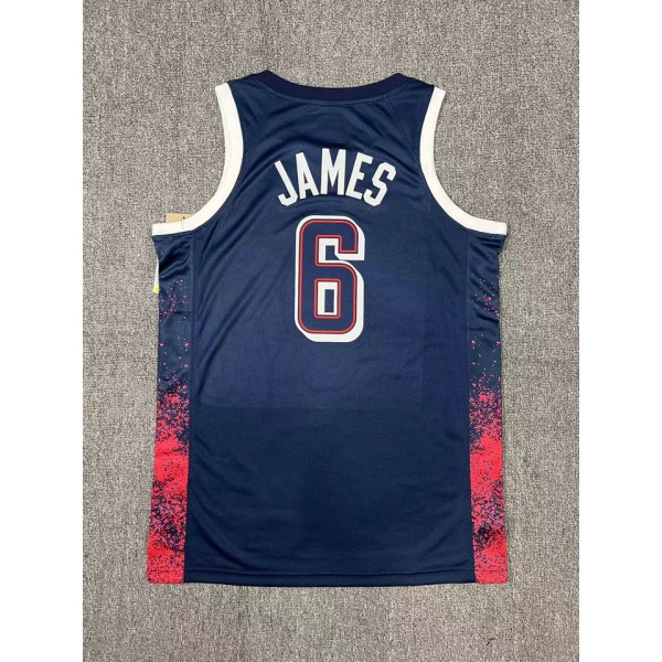 Nike Lebron James 6 Marineblau Herren USA Basketball 2024 Swingman Player Trikot