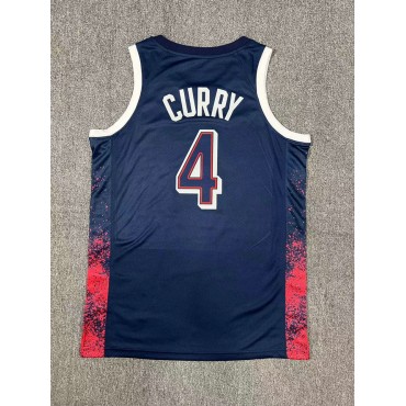 Nike Stephen Curry 4 Marineblau Herren USA Basketball 2024 Swingman Player Trikot